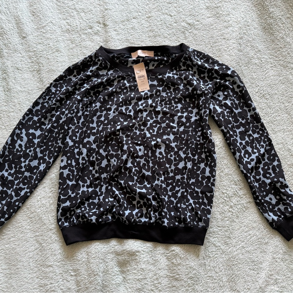 LOFT Navy and Blue/Gray Animal Print Shirt
